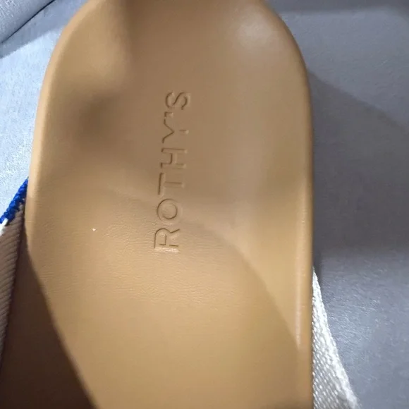 NWT Rothy's  BUCKLE SLIDE Tan Women's Sandals with Gold Buckles - Picture 2 of 6